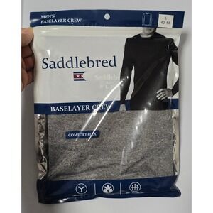 Saddlebred Mens Baselayer Crew Neck Comfort Flex Shirt L 42-44 Grey Heather‎ (N)